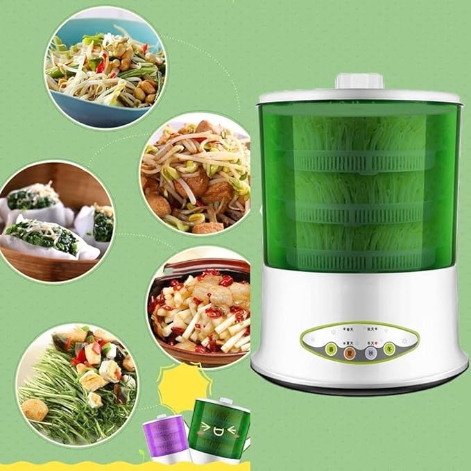 Bean Sprouts Machine Seed Sprouter Intelligent Bean Sprouts Maker Household Seed Grow Cereal Tool Seed Sprouter Kit with 360-Degree Sprinkler for Seed Grow (Size:C)