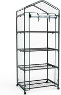 NEWBULIG Mini Greenhouse for Outdoors 4-Tier Portable Green House with Wheels and Clear PVC Cover All-Weather Plant House for Outside and Indoor27.17 x 19.29 x 65.35 Inches