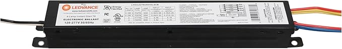 LEDVANCE 4-Lamp 32W T8 High Efficiency Instant On Electronic Ballast Universal (120-277) Black- 1 Pack (75866)