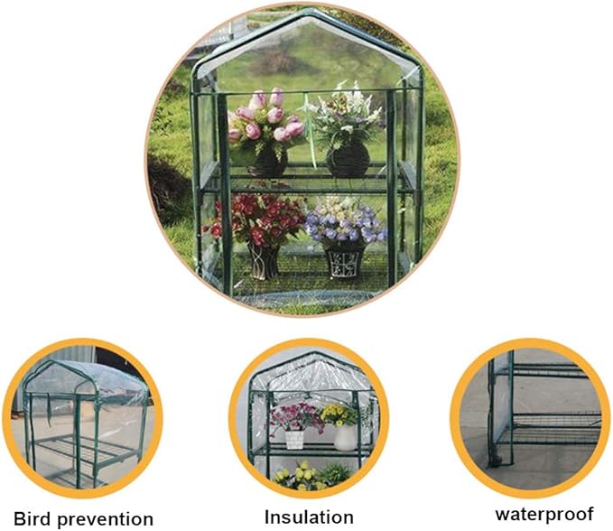 belupai 5 Tier Mini Greenhouse Cover Replacement 73 x 27 x 19 in Clear Plant Gardening Greenhouse Cover with Roll Up Zippers Outdoor Portable Transparent Hot House Cover for Gardening Plants Flowers