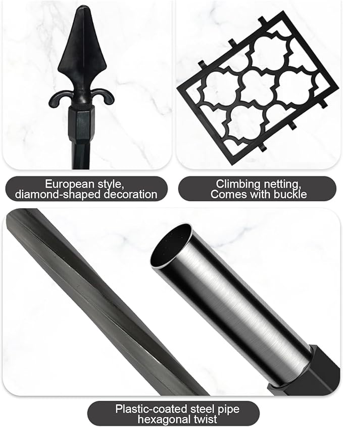 74.8in Tall Garden Fence Metal Garden Trellis For Climbing Plants Outdoor Indoor And Outdoor Privacy Decoration Plant Support For Climbing Vines And Flowers Stands(Black85x270cm/33.5x106.3in)