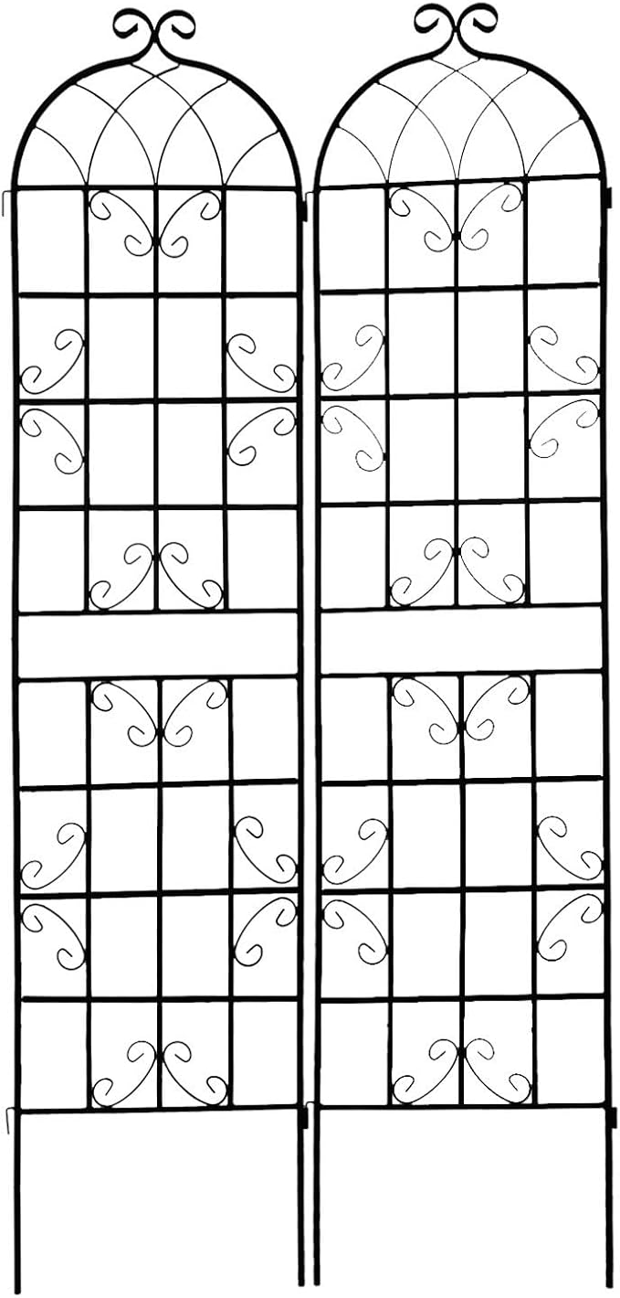 2-Pack Metal Garden Trellis for Climbing Plants - Outdoor Flower Support 19.7’’ x 86.7’’ - Expandable Flower Wall White