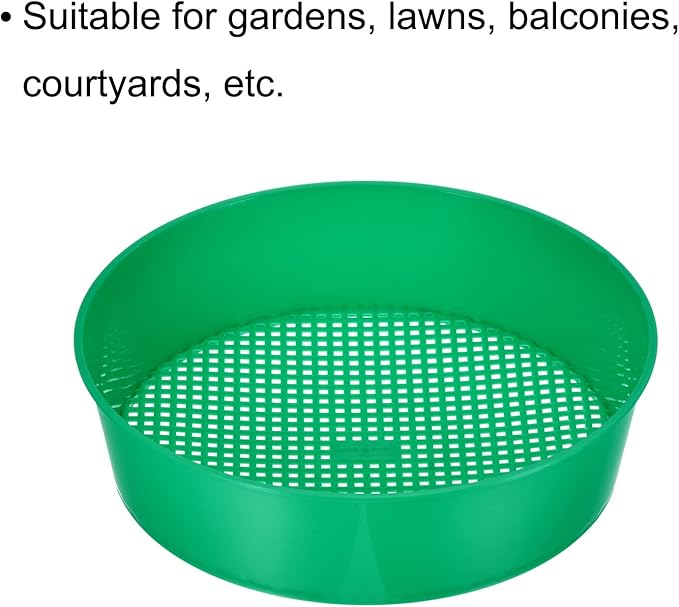 MECCANIXITY Garden Sifting Pan Round Potting Sieve Plastic Mesh Filter Soil Screen Gardening Tool for Garden Yard Green 2 Pack