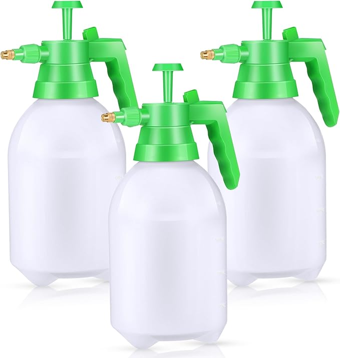 Nuogo 3 Pcs Handheld Pump Sprayer Manual Garden Sprayer Pressure Sprayer Pump Spray Bottle with Adjustable Brass Nozzle for Lawn Plants Weeds Spraying Watering