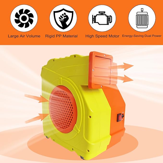 Bounce House Blower Dual - Mode 1800W / 2200W 2.5HP &amp 3HP Dual Speed Commercial Air Blower with Great Heat Dissipation Properties Super Strong Wind for Bouncy Castle Jump Slides Inflatables