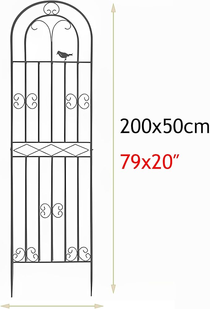 71x20″ Metal Climbing Plant Trellis Rose Garden Trellis Anti-Rust Metal Climbing Frame Plant Support Stakes Decorative Privacy Screen Black/White (Color : Black Size : 200x50cm)
