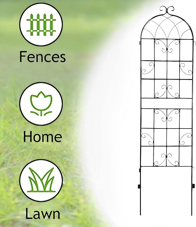 59x20″/71x20″ Metal Garden Trellis Decorative Climbing Plant Fence Freestanding Garden Trellis Plant Support Frame for Tomatoes Vegetables Flowers Fruits (Color : Black Size : 180x50cm)