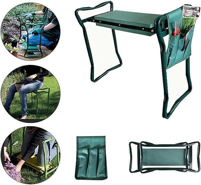 Garden Kneeler Seat with Handles Garden Kneeler and Foam Seat Foldable Chair Patio Bench Foldable Foam Padded Garden Kneeler Gardening Knee Pad Metal Stool Seat