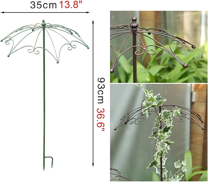 Metal Garden Trellis Plant Supports for Potted Plants Indoor for Climbing Vines Tomato Flower Vegetable Rose 93cm High Do Old Green(White)