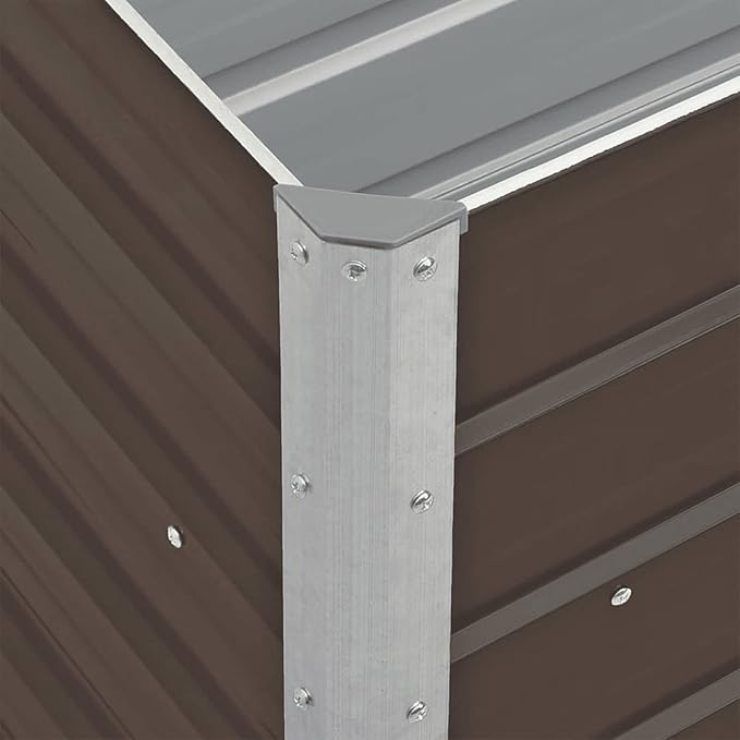Large Galvanized Steel Garden Planter Durable Raised Bed 94.5x15.7x30.3 Inch Brown Metal for Outdoor Gardening