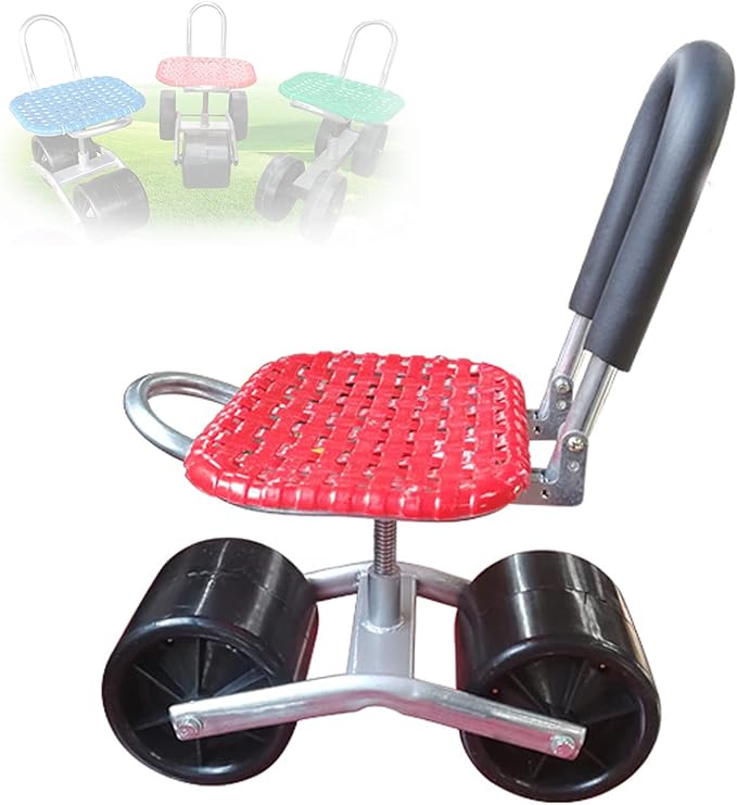 Aluminum Alloy Garden Cart Rolling Scooter Heavy Duty Garden Stool with Mobile Backrest Firm Iron Garden Cart Tool for Weeding Garden Lawn Care Outdoors