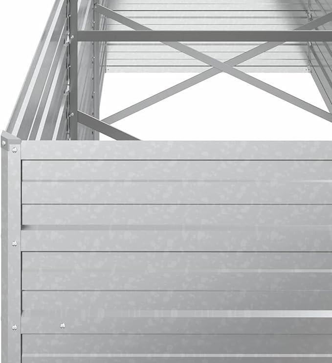 Garden Raised Bed 240x80x77 cm Galvanized Steel Planter Box for Vegetables Herbs Flowers – Outdoor Metal Grow Bed with Rust-Resistant Silver Finish