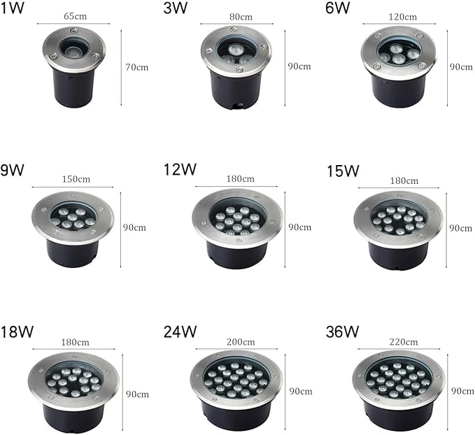 Round Outdoor Lawn Courtyard Underground Light - Ground Landscape Light Recessed Ground LED Spotlight IP66 Outdoor Waterproof Underground Light for Pathway YBlanc 9W