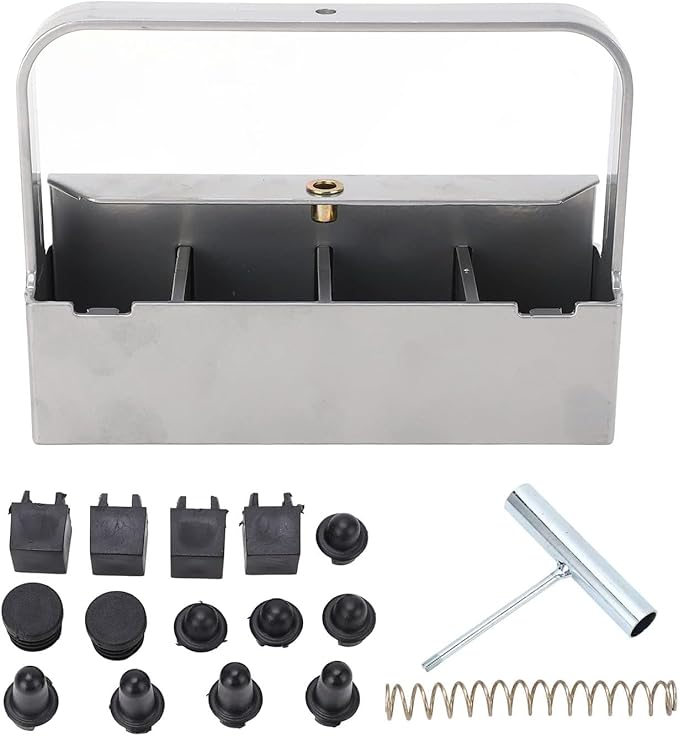 Manual Soil Block MakerSoil Blocker with Comfortable HandleSoil Block Maker with Handle 4 Cell Seed Blocker Stainless Steel Manual Seed Potting Blocking Tools