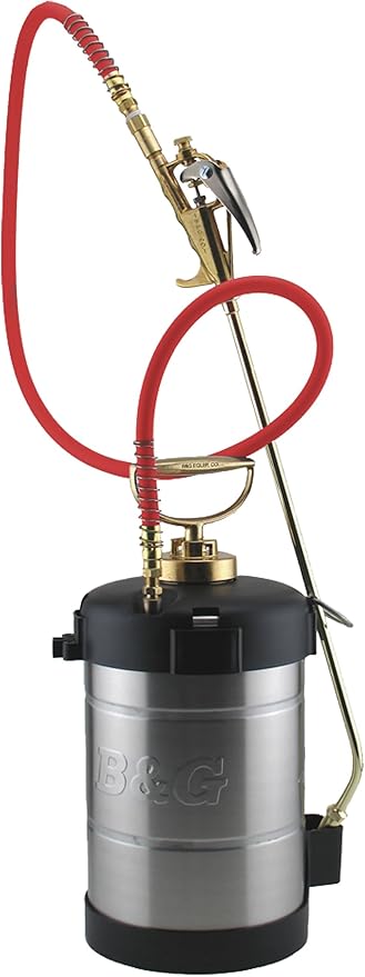 B&ampG Primeline 1 Gallon Stainless Steel Sprayer (N124-S-18) | Extenda-Ban Valve | 18 Brass Extension (1.5 Feet) | 4-Way Tip | A Durable Precise Premium Sprayers for Lawn Gardening &amp Sanitiz