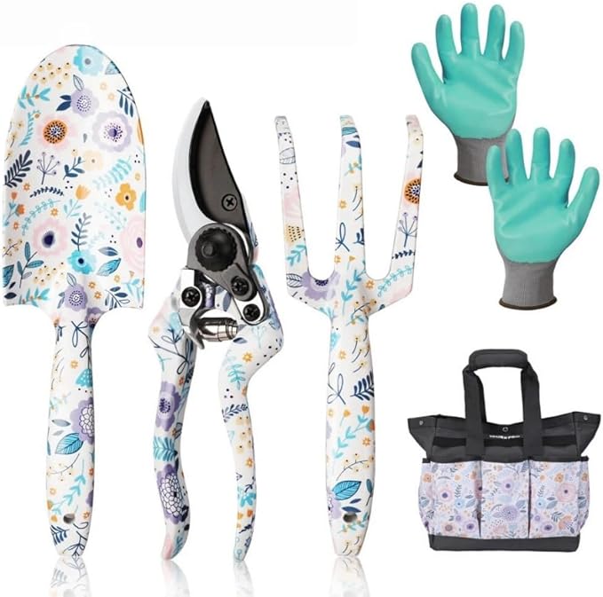 5PC Garden Tool Set Heavy Duty Gardening Hand Tool Set w/Garden Tool Bag