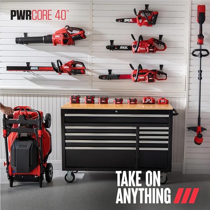 SKIL PWR CORE 40 Brushless 40V 530 CFM Cordless Leaf Blower Kit Variable Speed with Power Boost Includes 2.5Ah Battery and Auto PWR Jump Charger- BL4713C-11