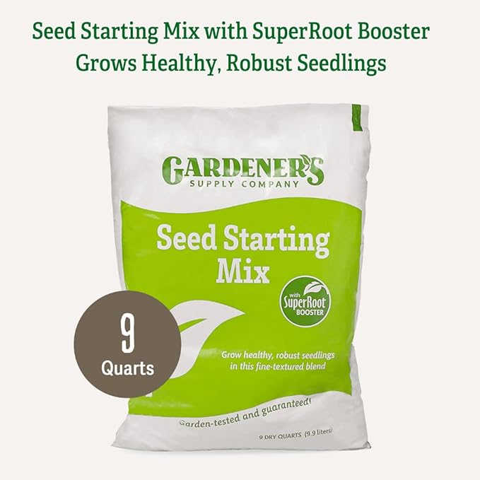 Gardeners Supply Company SuperRoot Booster Seed Starter Mix | Promotes Strong Roots &amp Boost Plant Growth | High Nutrients Plant Food for Seed Starting Trays and Planters - (9 Quarts)
