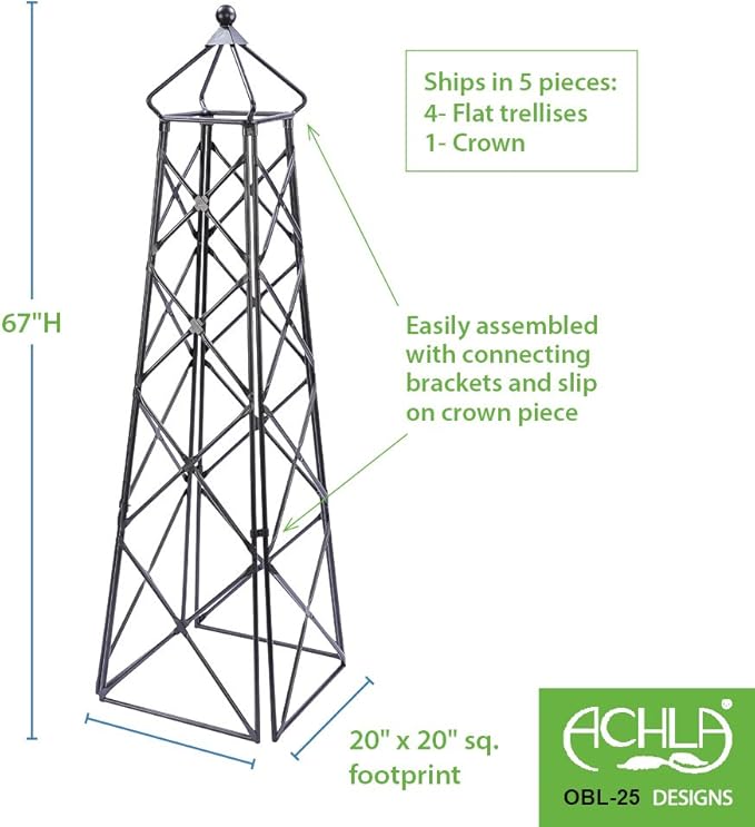 Achla Designs Lattice Obelisk Garden Trellis