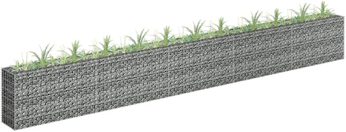 Gabion Raised Bed Galvanized Steel 177.2x11.8x23.6 Raised Garden Bed Garden Planter for Flowers and Vegetables Elevated Planter Box for Patio Outdoor Gardening