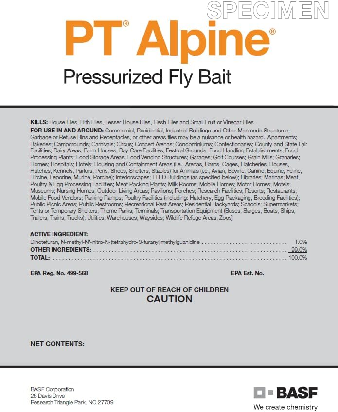 BASF PT Alpine Pressurized Fly Bait 16oz + Disposable Gloves