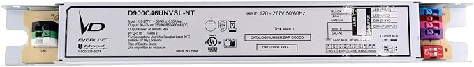 Universal Lighting D900C46UNVSL-NT Dimmable LED Driver 30-52Vdc 47W Selectable mA Output 120-277V
