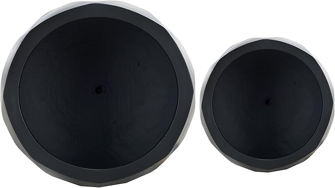 SAFAVIEH Outdoor Collection Kane Black Cement Ficonstone Planter Pot Set of 2