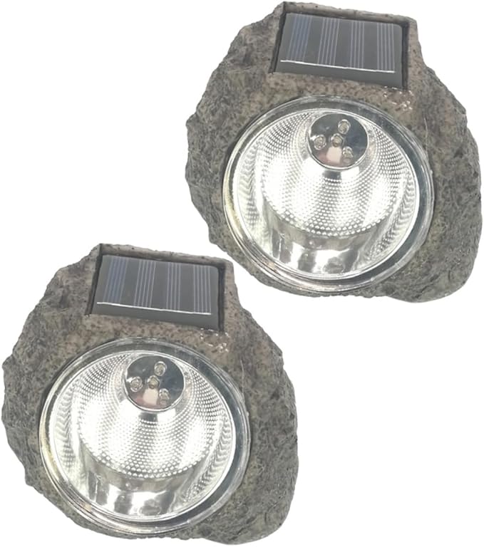ARTIBETTER 2pcs Led Solar Power Spotlight for Outdoor Garden Decor Stone Shape Lawn Lamp High Brightness and Energy-Saving