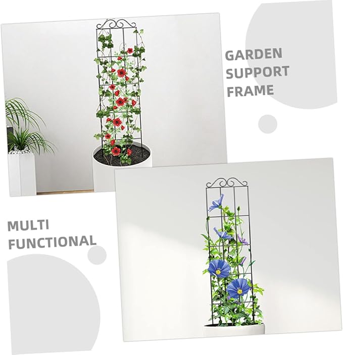 4pcs Metal Garden Trellis Climbing Vine Frame Plant Support for Potted Flowers and Indoor Outdoor Garden 50x15cm Black Climbing Vine Fixer for Plant Cuttings