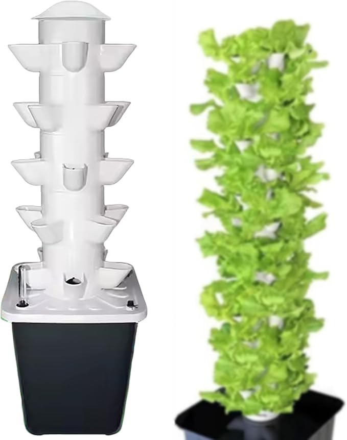 2025 Hydroponic Tower Vertical Garden Planter Tower Hydroponics Growing System Kit with Water Pump Timer Smart Watering Food Grade for Herbs Fruits and Vegetables