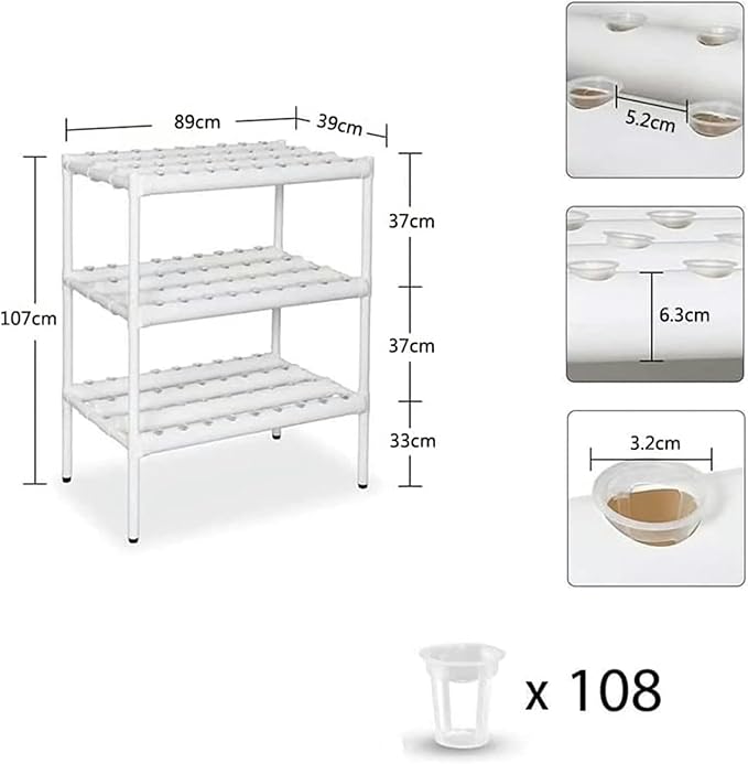 3-Layer 108-hole Hydroponic Planting Tower Soilless Cultivation Planting Kit Suitable for Hydroponic Planting of Leafy Vegetables