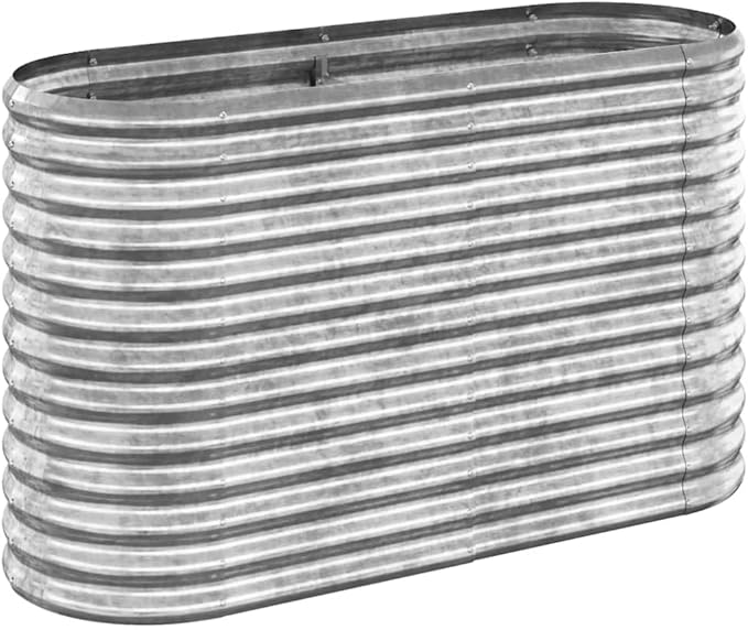 Outdoor Metal Planter Box Powder-Coated Steel Garden Raised Bed Metal Raised Bed Garden Bed Kit 44.9x15.7x26.8 Silver-219