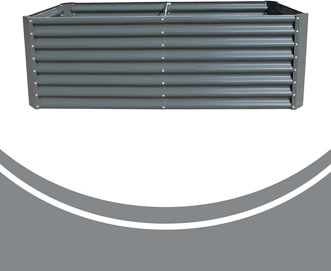 6x3x2Ft Outdoor Metal Raised Garden Bed Flower Box 269 Gallons Gray for Outdoor Vegetable Flowers Fruit and Planting Tools
