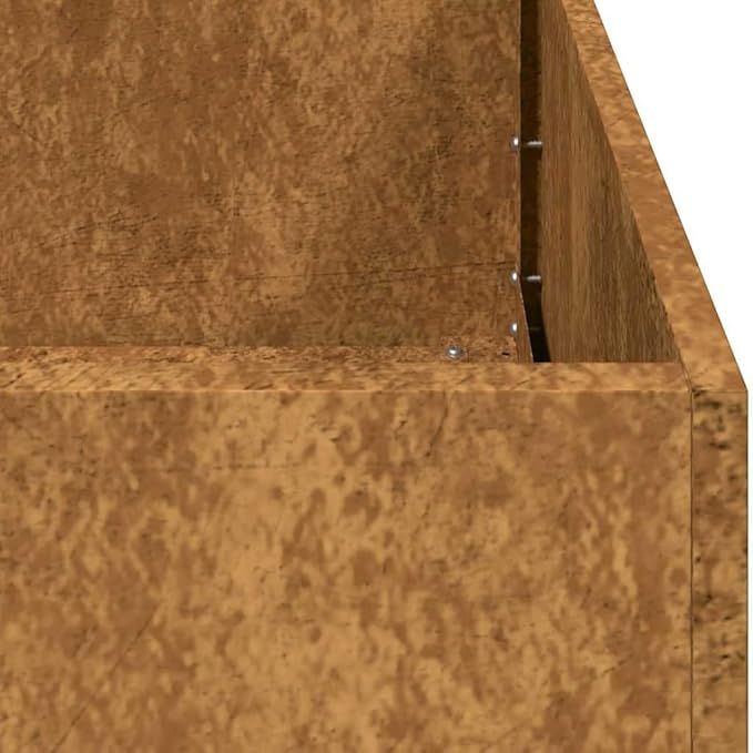 Large 31.5in Rectangular Weathering Steel Outdoor Planter Box Rustic Brown Garden Pot with Drainage for Patio Terrace and Balcony