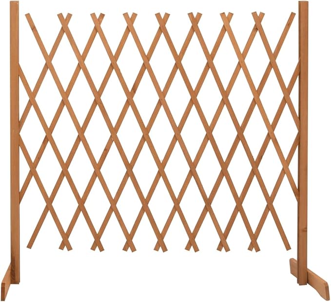 Garden Trellis Fence Wood Expandable Plant Support Climbing Lattices Wooden Decorative Divider Wall for Lawn Backyard Balcony Patio Outdoor Orange 70.9 x 39.4
