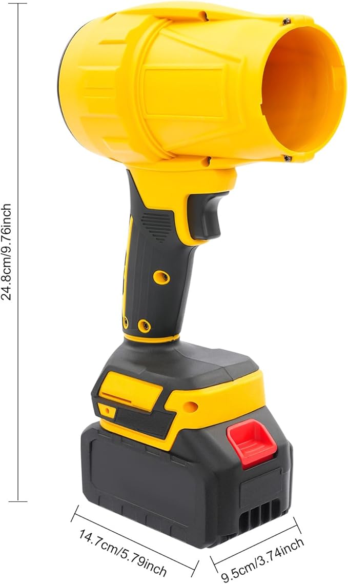 Handheld Electric Cordless Leaf Blower 21000RPM Leaf Blower with 540G Wind Pressure &amp 450W Power Handheld Blowers with 2 Battery &amp 1 Charger for Blow Leaves &amp Dust (Yellow)