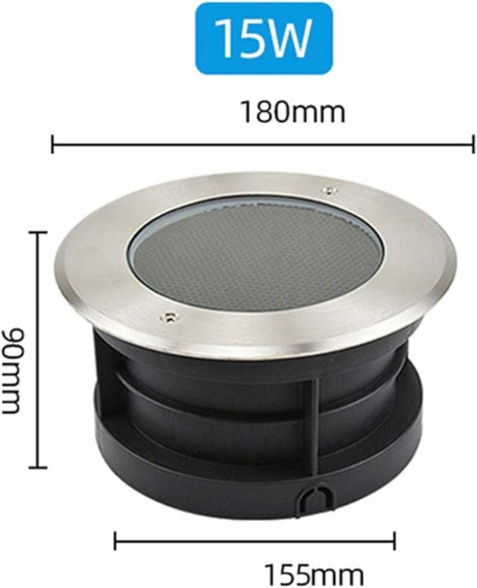 Underground Light LED 85-265V Beam LED Floodlight IP67 Waterproof Wall Washer Glare-Free Round Outdoor recessed spotlights Easy to Install Landscape Light Main Power (Cold White 15W)