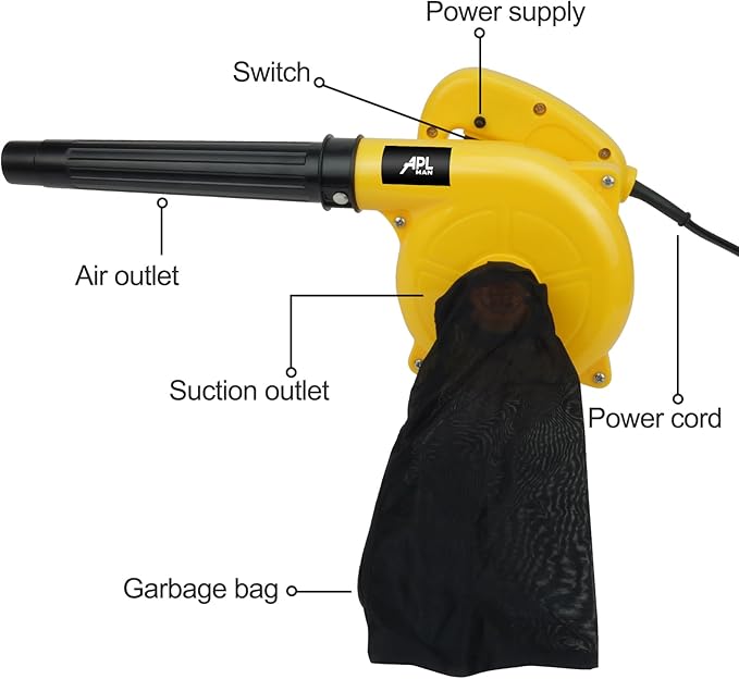 APLMAN Corded Electric Leaf Blower2 in 1 Small Handheld Lightweight Sweeper/Vacuum110V 400W Portbale Blower for Leaf/Snow/Dust Blowing