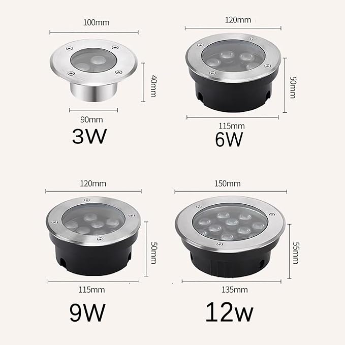 LED Underground Light - Underwater Landscape Decorate Lights Outdoor Fountain Lamp AC 12V/24V Low Underwater Led Lights IP68 Waterproof Ultra-thinyo Embedded Spot LigWhite-24-9W