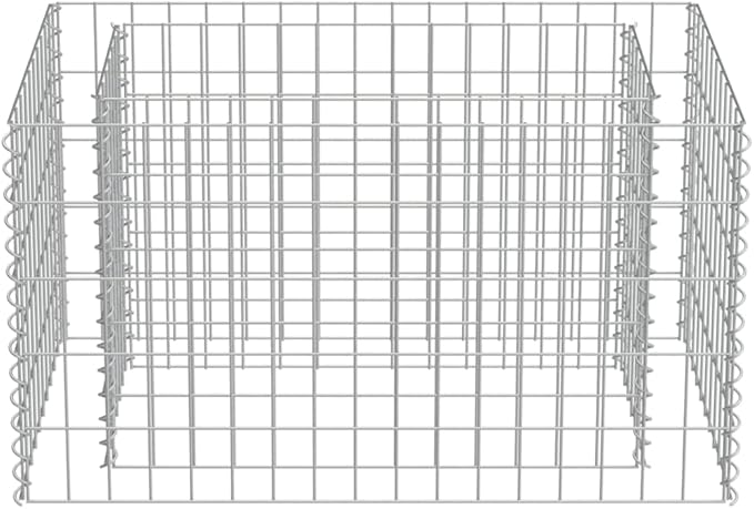 Galvanized Steel Gabion Planter Raised Bed Outdoor Garden Galvanized Steel Wire Mesh Grid Stone Wall Flower Raised Bed for Vegetables Flowers Plants 35.4x19.7x19.7