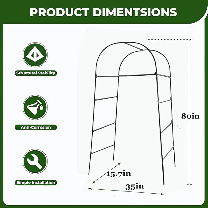 Garden Arch Trellis for Climbing Plants Outdoor 6.7 ft Height Large Tunnel Trellis Support for Vegetables Plant Cucumber Trellis for Garden Raised Bed Black