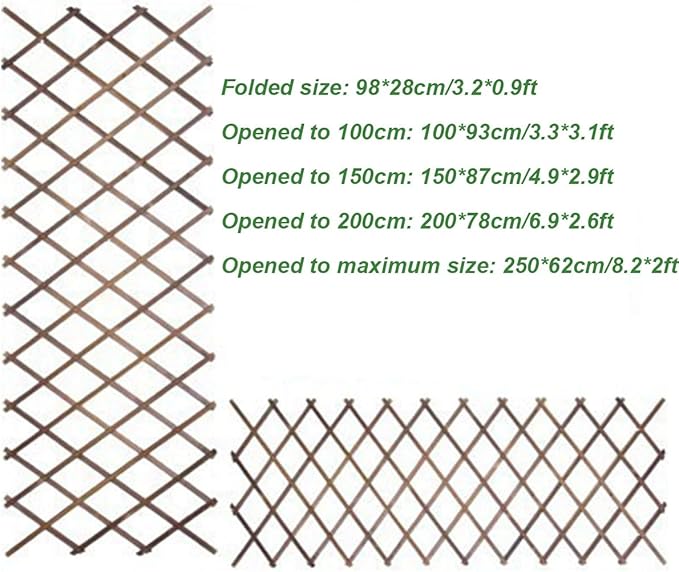 Expandable Garden Trellis Support for Climbing Plants Wooden Lattice Fence Wall Panel Lattice Panels for Outside for Climbing Plants Vine Ivy Rose Cucumbers Clematis(98 * 25cm)