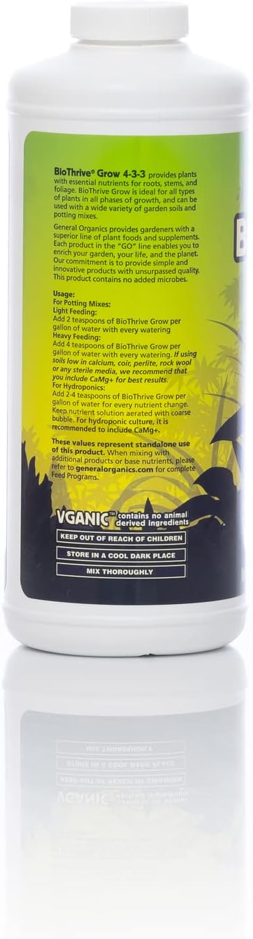 General Hydroponics General Organics BioThrive Grow Plant Food 4-3-3 1 qt.