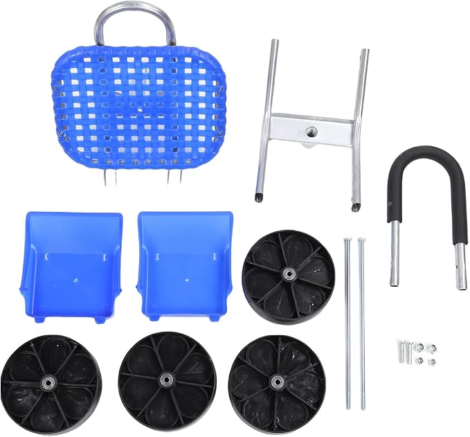 POCREATION Garden Cart Rolling Work Seat 360 Degree Swivel Height Adjustable with Storage Boxes and Wheels