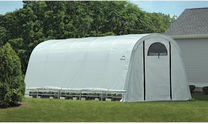 ShelterLogic 12' x 20' x 8' GrowIT Greenhouse Walk-Thru Access Round Roof Style Outdoor Backyard Garden Heavy Duty Plant Shelter