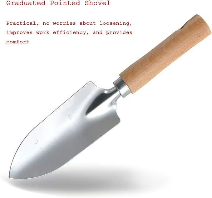 9 Pcs Garden Tools Set Premium Stainless Steel Wooden Handle Gardening Kit for Planting Digging Pruning with Durable BagBrown