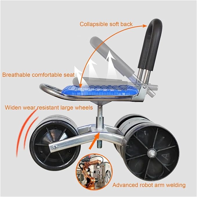 Adjustable 360° Rotating Work seat Ergonomic Garden Rolling Stool with WheelsWorkseat for Planting Picking