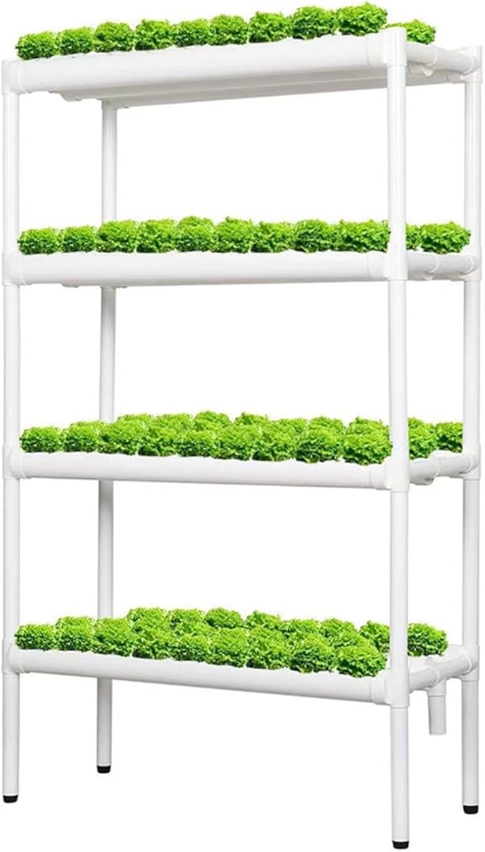 Hydroponics Growing System Kit Indoor Garden Vertical Hydroponic Tower with Water Pump PVC Drinking Water Pipe Height-Adjustable Foot Pads for Fruits