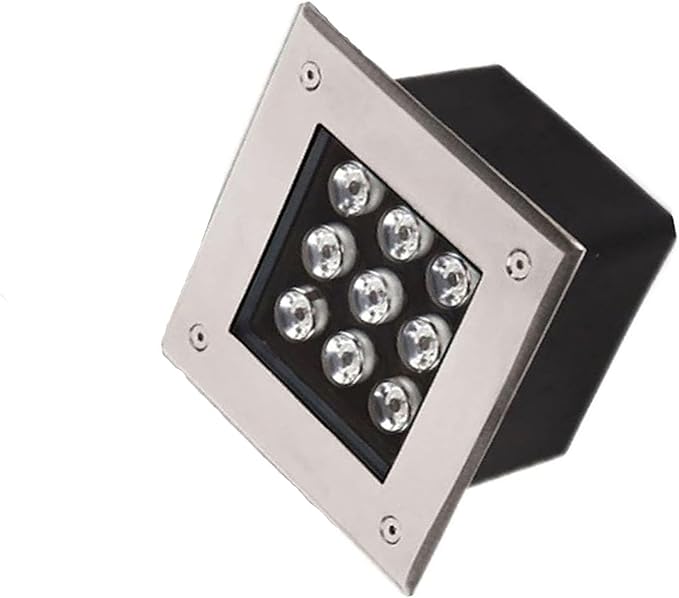 Square Outdoor Buried Lights - Recessed Ground LED Landscape Lamp IP67 Waterproof Stainless Steel LED Spotlight 12V Buried Garden Lamp for Terrace Garden Garage Paths Illuminate(Color:BlueS