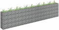 Galvanized Steel Gabion Raised Bed 141.7 x 11.8 x 35.4 Inch Outdoor Garden Planter with Ribbed Texture for Flowers and Plants Durable Weather-Resistant Construction Modern